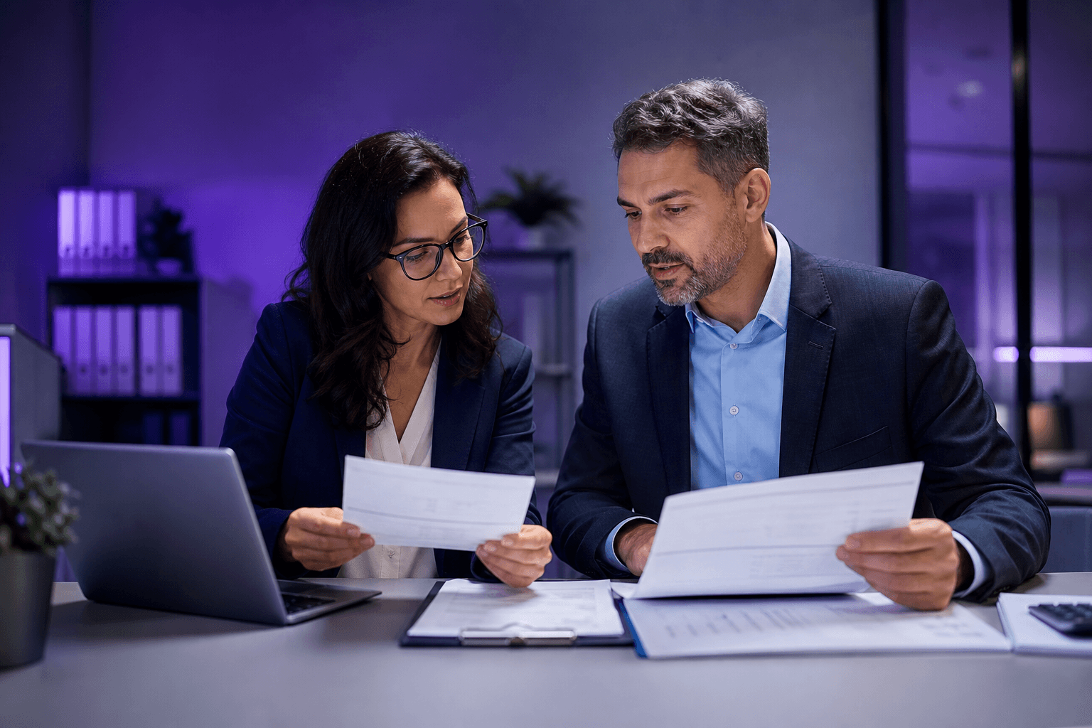 HR and finance teams reviewing payroll compliance records