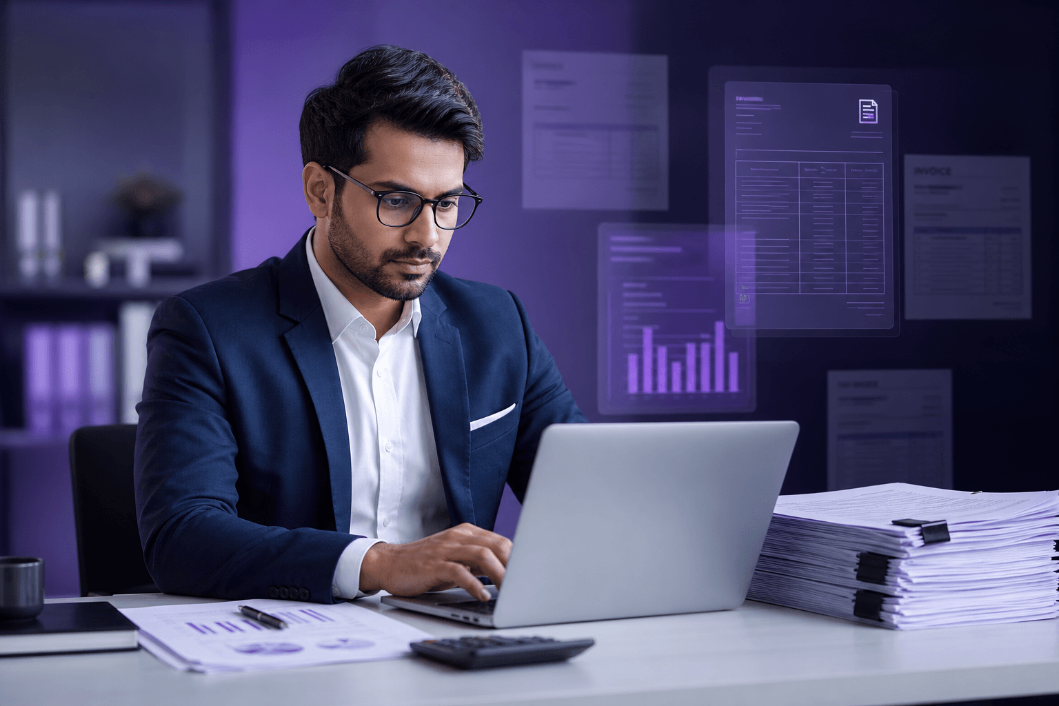 Finance specialist preparing GST and e-invoice reports