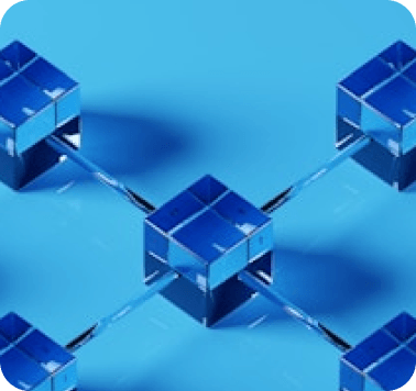Connected blue cubes representing a secure blockchain network