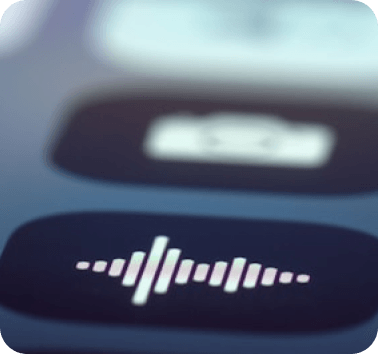 Voice waveform interface on a dark screen