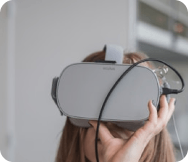 Person wearing a light AR headset