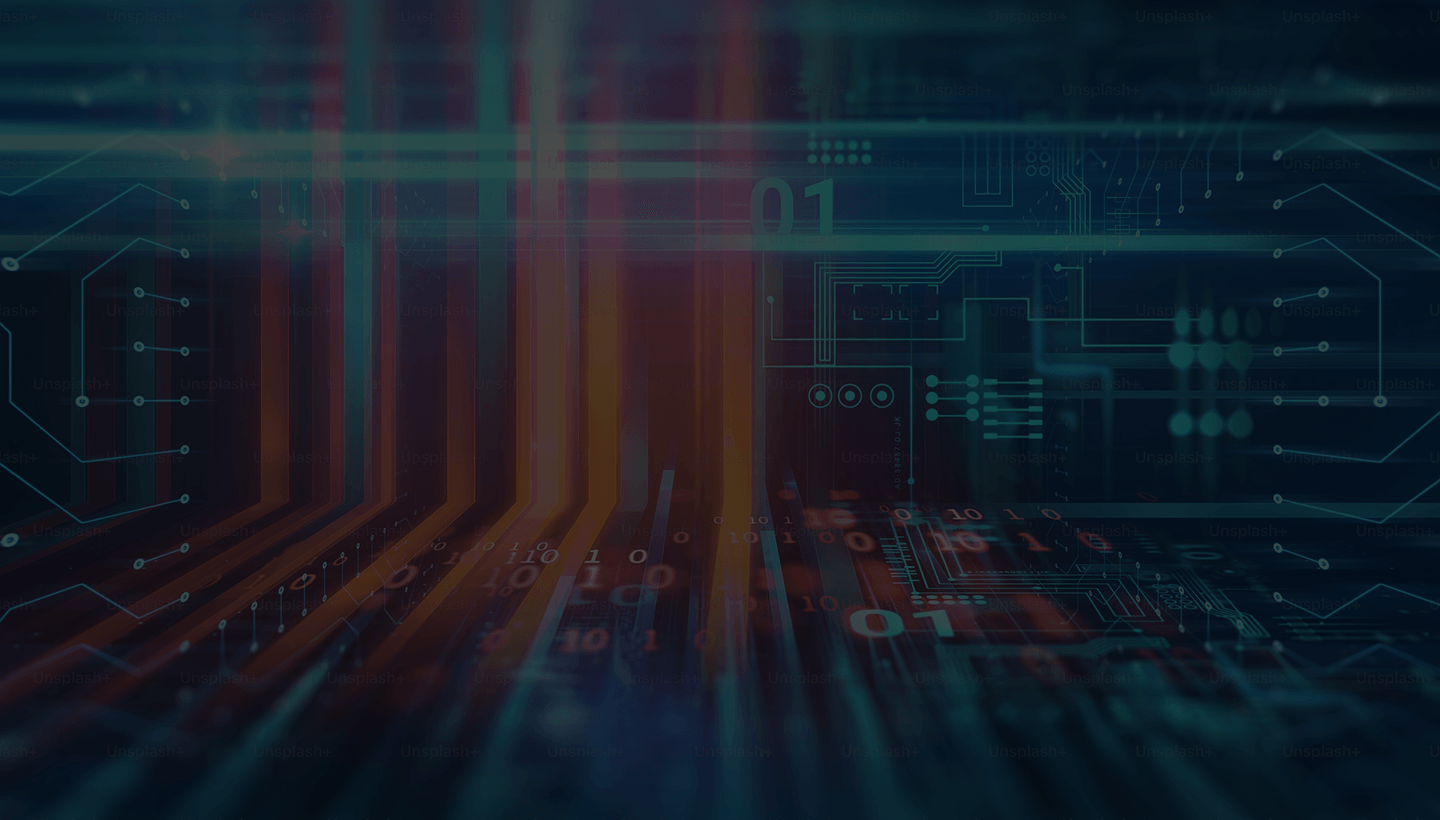 Abstract digital technology background with circuit patterns and data streams