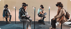 People experiencing immersive VR fitness training