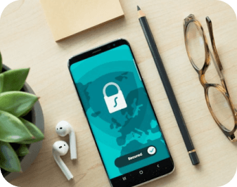 Smartphone showing a secured blockchain transaction screen