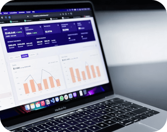 Laptop displaying fantasy sports analytics dashboard