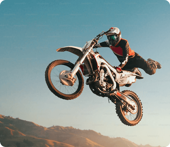 Motocross rider performing an aerial stunt