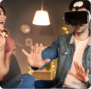 Person enjoying an immersive VR experience