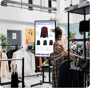 Retail store with digital apparel display