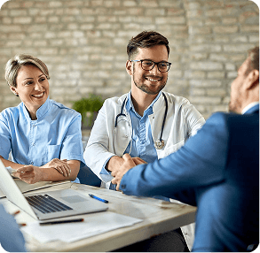 Doctor consulting with a patient in a modern medical office