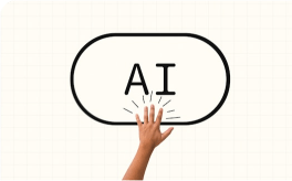 Hand reaching toward an AI-powered learning interface