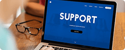 Laptop displaying a support interface for student assistance