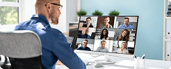 Educator participating in a multi-participant video conference