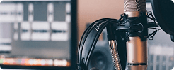 Professional microphone and headphones for audio streaming