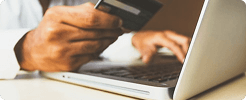 Secure online payment using a credit card and laptop