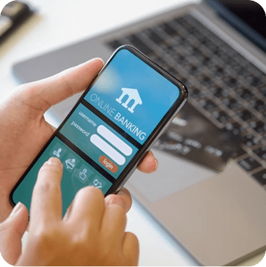 Hands browsing property listings on a smartphone