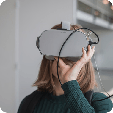 Woman wearing a virtual reality headset