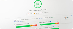 Web performance dashboard with search and filter metrics