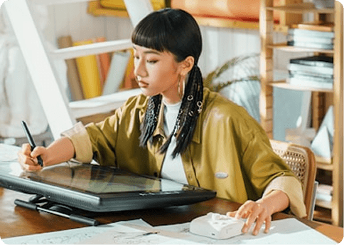 Creative professional working on a stylus display